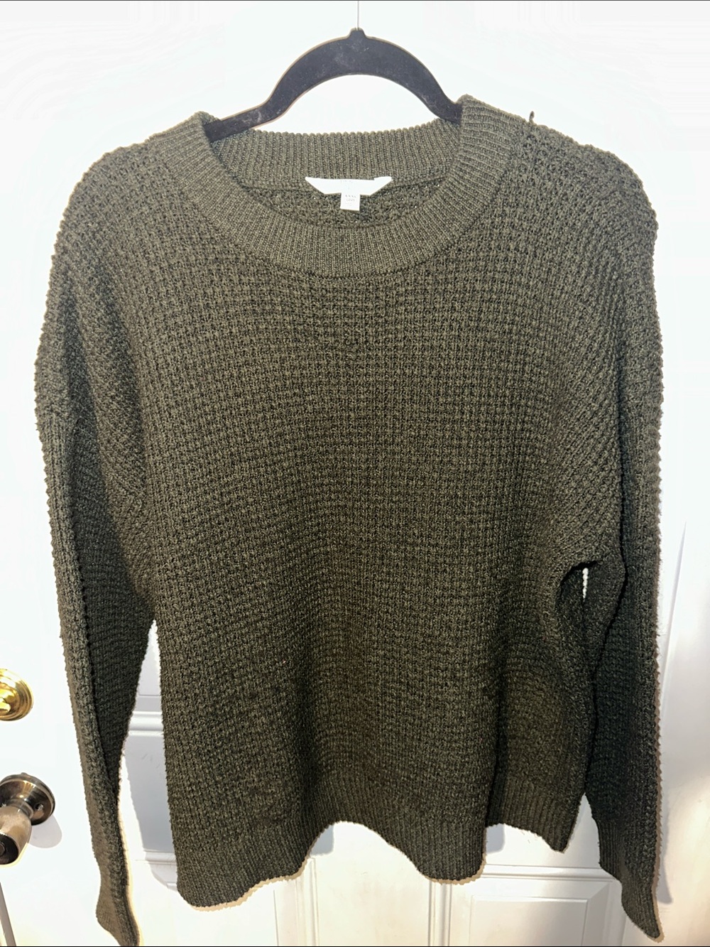 Time and Tru Olive Crewneck Textured Knit Sweater